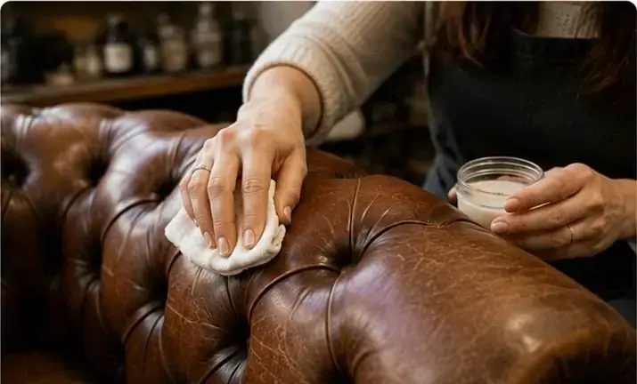 Lederrestaurierung – Pflege eines Chesterfield-Sofas im Atelier luxconservatio