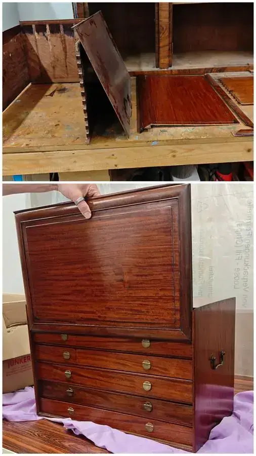 Münztruhe · Sammlerschrank-Möbel – Restaurierung vorher/nachher, luxconservatio Berlin